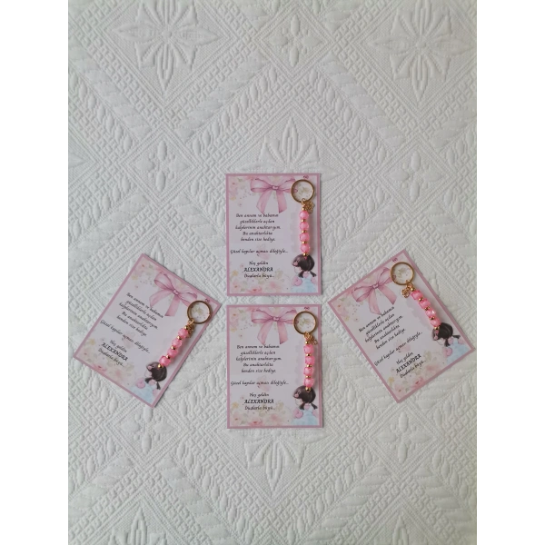 100 Adet Kız Bebek Model Özel Tasarım Pembe Anahtarlık Hastane Yeni Doğan 40 Mevlidi Hediyelik