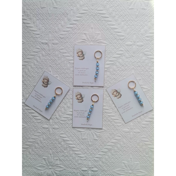 24 Adet Mavi Anahtarlık Dualarla Büyü Yazılı Hastane,Yeni Doğan, 40 Mevlidi, Dağıtmalık Hediyelik