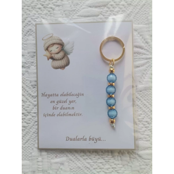 24 Adet Mavi Anahtarlık Dualarla Büyü Yazılı Hastane,Yeni Doğan, 40 Mevlidi, Dağıtmalık Hediyelik