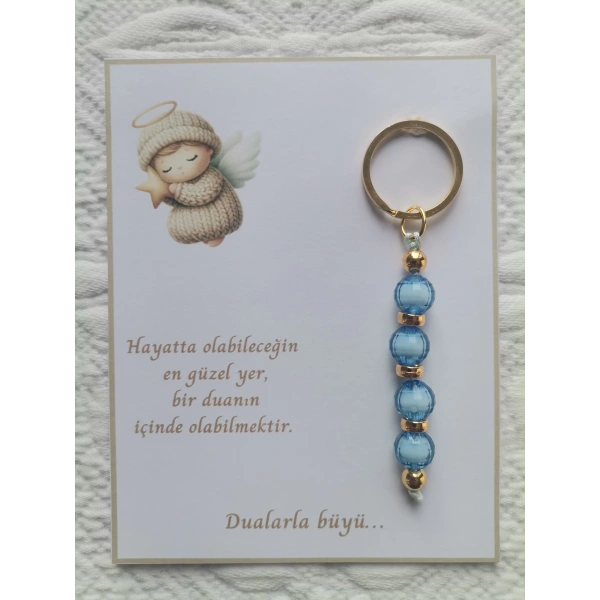 24 Adet Mavi Anahtarlık Dualarla Büyü Yazılı Hastane,Yeni Doğan, 40 Mevlidi, Dağıtmalık Hediyelik