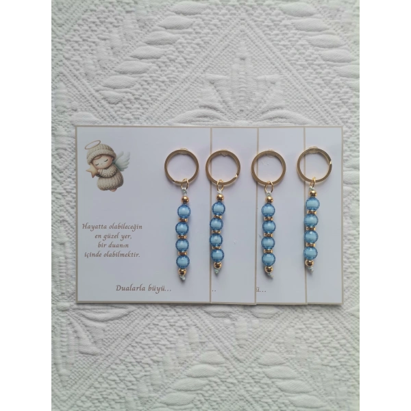 24 Adet Mavi Anahtarlık Dualarla Büyü Yazılı Hastane,Yeni Doğan, 40 Mevlidi, Dağıtmalık Hediyelik
