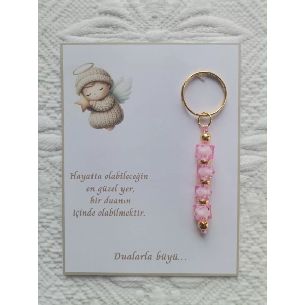 72 Adet Pembe Anahtarlık Dualarla Büyü Yazılı Hastane,Yeni Doğan, 40 Mevlidi, Dağıtmalık Hediyelik