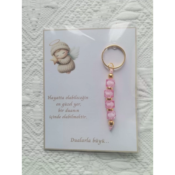 72 Adet Pembe Anahtarlık Dualarla Büyü Yazılı Hastane,Yeni Doğan, 40 Mevlidi, Dağıtmalık Hediyelik