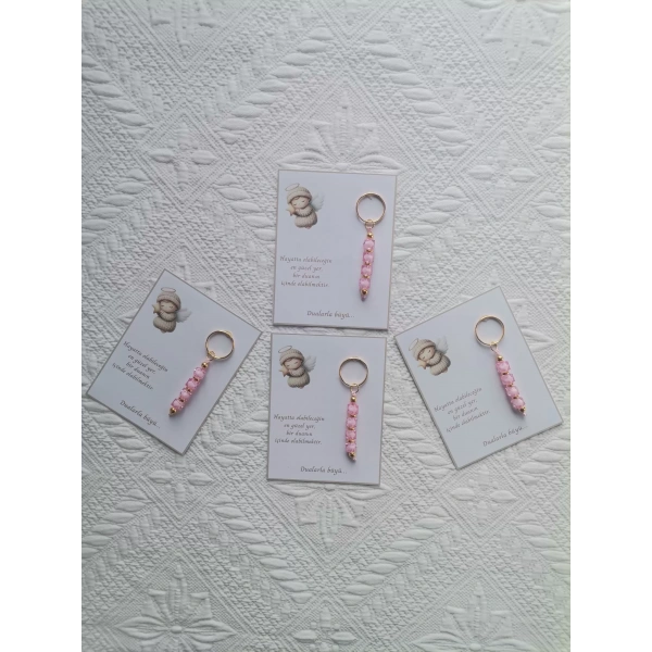 72 Adet Pembe Anahtarlık Dualarla Büyü Yazılı Hastane,Yeni Doğan, 40 Mevlidi, Dağıtmalık Hediyelik