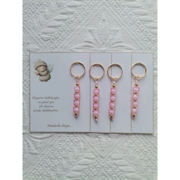 72 Adet Pembe Anahtarlık Dualarla Büyü Yazılı Hastane,Yeni Doğan, 40 Mevlidi, Dağıtmalık Hediyelik