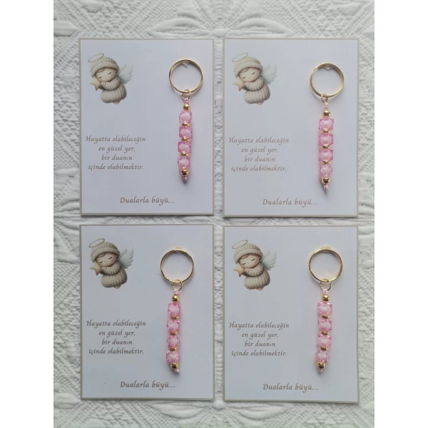 72 Adet Pembe Anahtarlık Dualarla Büyü Yazılı Hastane,Yeni Doğan, 40 Mevlidi, Dağıtmalık Hediyelik