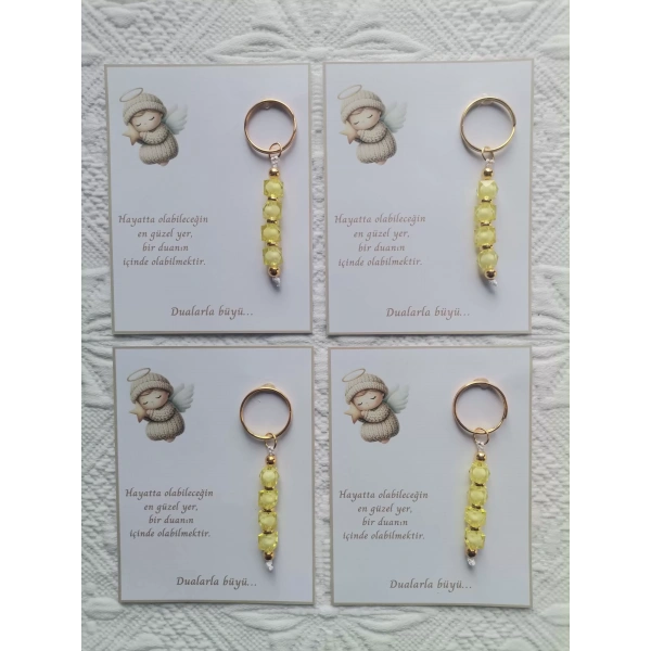 72 Adet Sarı Anahtarlık Dualarla Büyü Yazılı Hastane,Yeni Doğan, 40 Mevlidi, Dağıtmalık Hediyelik