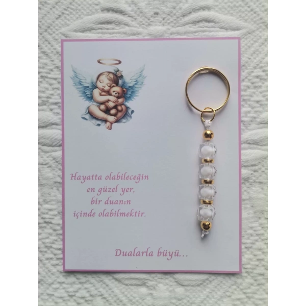 72 Adet Yeni Doğan Hastane ve 40 Mevlidi Bebek Mevlidi Dağıtmalık Beyaz Anahtarlık Hediyelik