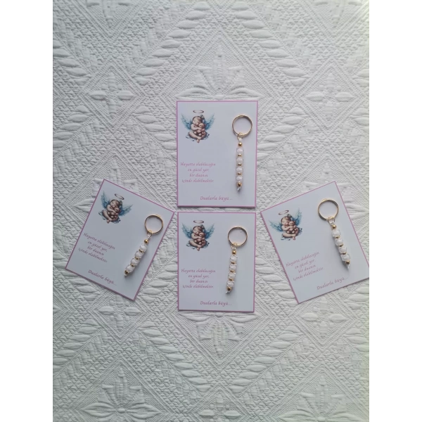 72 Adet Yeni Doğan Hastane ve 40 Mevlidi Bebek Mevlidi Dağıtmalık Beyaz Anahtarlık Hediyelik