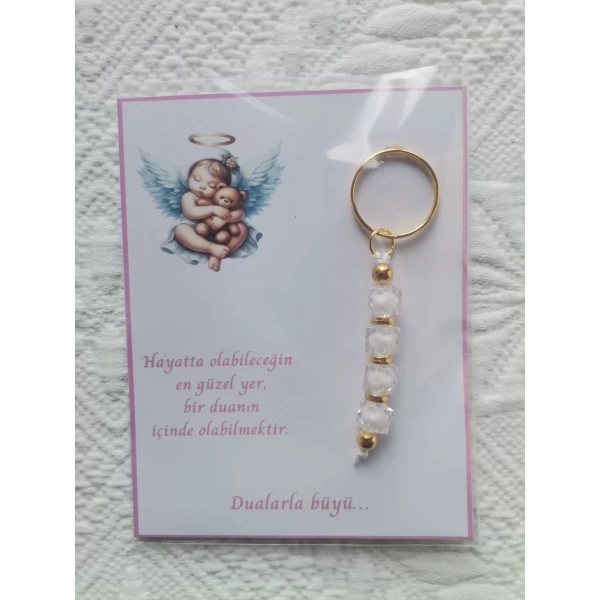 72 Adet Yeni Doğan Hastane ve 40 Mevlidi Bebek Mevlidi Dağıtmalık Beyaz Anahtarlık Hediyelik