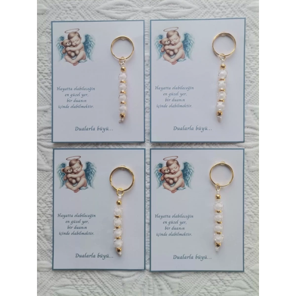 72 Adet Yeni Doğan Hastane ve 40 Mevlidi Bebek Mevlidi Dağıtmalık Beyaz Anahtarlık Hediyelik