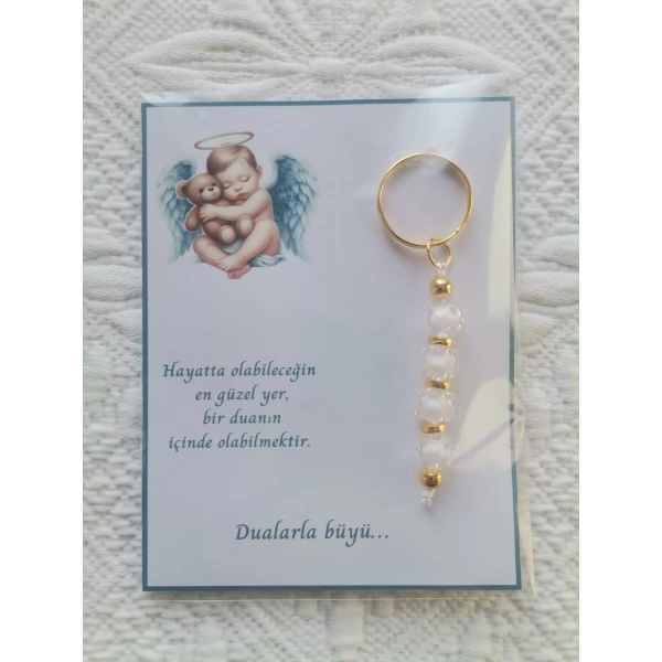 72 Adet Yeni Doğan Hastane ve 40 Mevlidi Bebek Mevlidi Dağıtmalık Beyaz Anahtarlık Hediyelik