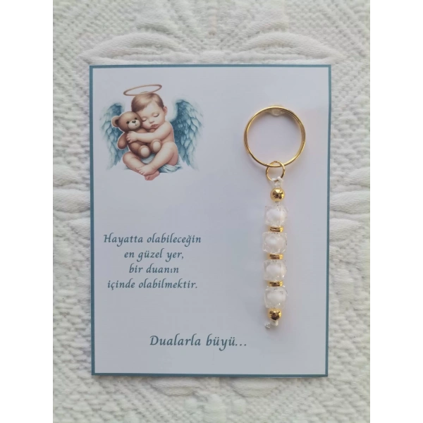 72 Adet Yeni Doğan Hastane ve 40 Mevlidi Bebek Mevlidi Dağıtmalık Beyaz Anahtarlık Hediyelik