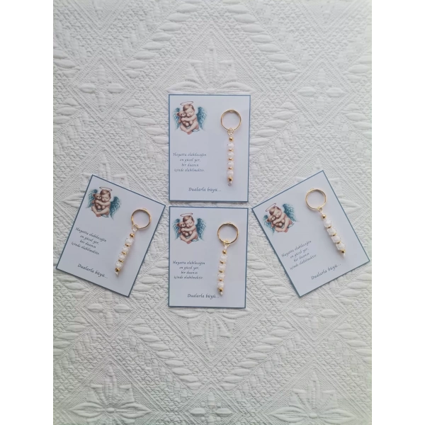 72 Adet Yeni Doğan Hastane ve 40 Mevlidi Bebek Mevlidi Dağıtmalık Beyaz Anahtarlık Hediyelik