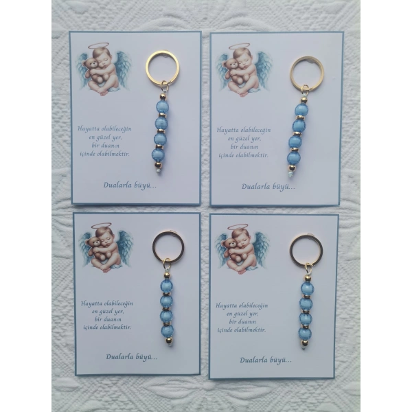72 Adet Yeni Doğan Hastane ve 40 Mevlidi Bebek Mevlidi Dağıtmalık Mavi Anahtarlık Hediyelik