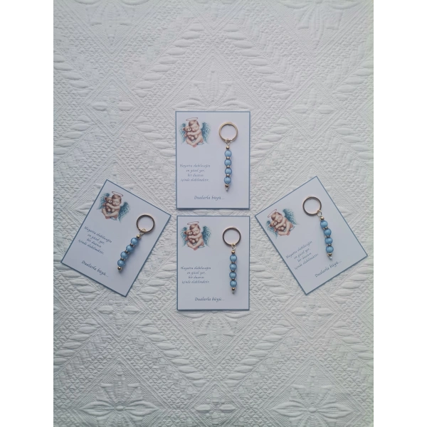 72 Adet Yeni Doğan Hastane ve 40 Mevlidi Bebek Mevlidi Dağıtmalık Mavi Anahtarlık Hediyelik