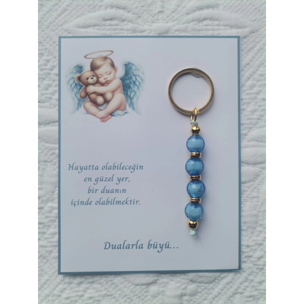 72 Adet Yeni Doğan Hastane ve 40 Mevlidi Bebek Mevlidi Dağıtmalık Mavi Anahtarlık Hediyelik