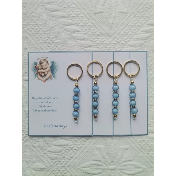 72 Adet Yeni Doğan Hastane ve 40 Mevlidi Bebek Mevlidi Dağıtmalık Mavi Anahtarlık Hediyelik