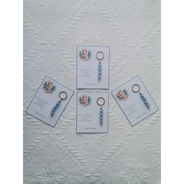 72 Adet Yeni Doğan Hastane ve 40 Mevlidi Bebek Mevlidi Dağıtmalık Mavi Anahtarlık Hediyelik