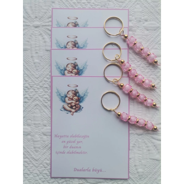 72 Adet Yeni Doğan Hastane ve 40 Mevlidi Bebek Mevlidi Dağıtmalık Pembe Anahtarlık Hediyelik