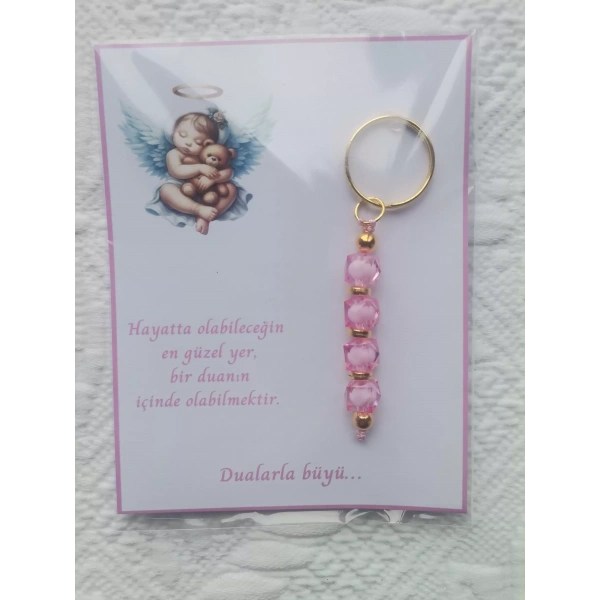 72 Adet Yeni Doğan Hastane ve 40 Mevlidi Bebek Mevlidi Dağıtmalık Pembe Anahtarlık Hediyelik