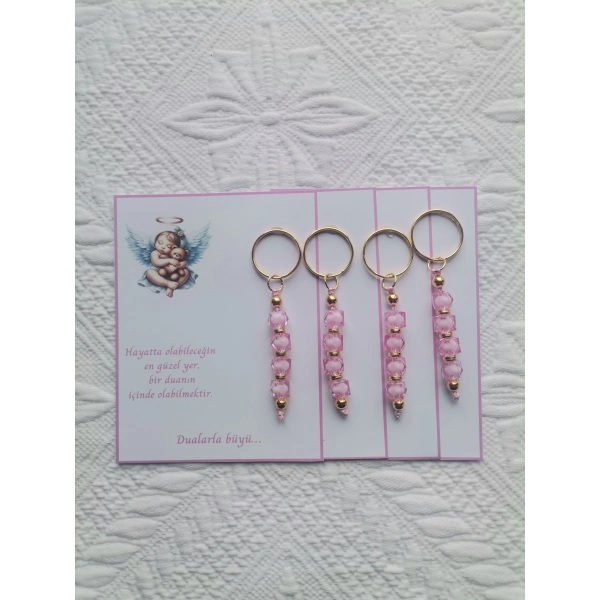 72 Adet Yeni Doğan Hastane ve 40 Mevlidi Bebek Mevlidi Dağıtmalık Pembe Anahtarlık Hediyelik