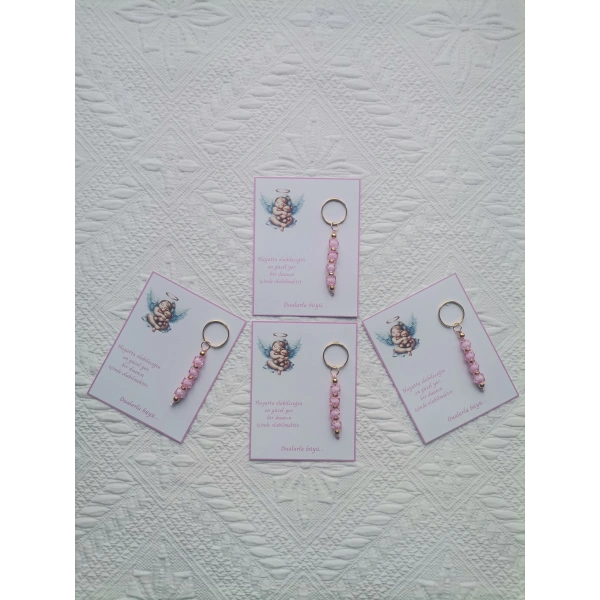 72 Adet Yeni Doğan Hastane ve 40 Mevlidi Bebek Mevlidi Dağıtmalık Pembe Anahtarlık Hediyelik