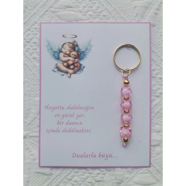 72 Adet Yeni Doğan Hastane ve 40 Mevlidi Bebek Mevlidi Dağıtmalık Pembe Anahtarlık Hediyelik