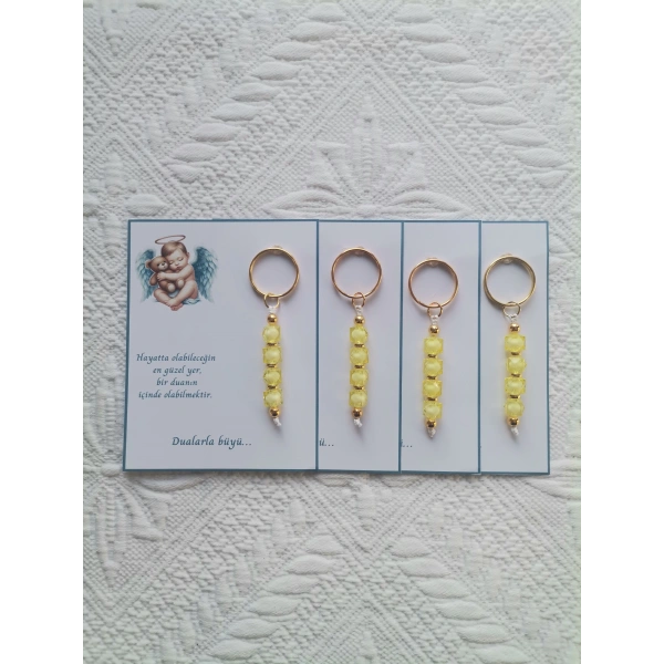 72 Adet Yeni Doğan Hastane ve 40 Mevlidi Bebek Mevlidi Dağıtmalık Sarı Anahtarlık Hediyelik