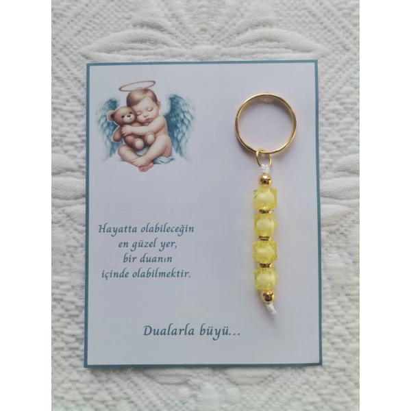 72 Adet Yeni Doğan Hastane ve 40 Mevlidi Bebek Mevlidi Dağıtmalık Sarı Anahtarlık Hediyelik