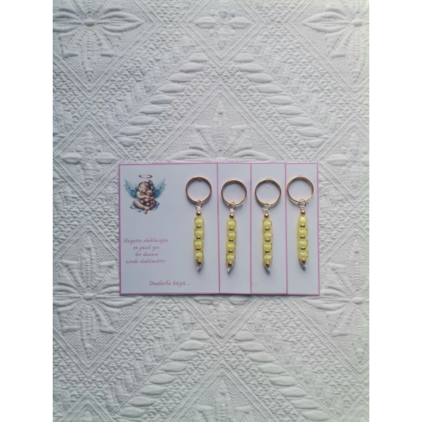 24 Adet Yeni Doğan Hastane ve 40 Mevlidi Bebek Mevlidi Dağıtmalık Sarı Anahtarlık Hediyelik