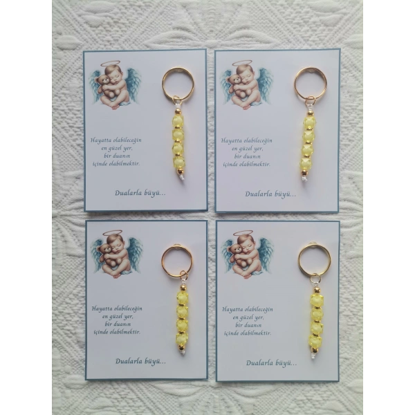 72 Adet Yeni Doğan Hastane ve 40 Mevlidi Bebek Mevlidi Dağıtmalık Sarı Anahtarlık Hediyelik