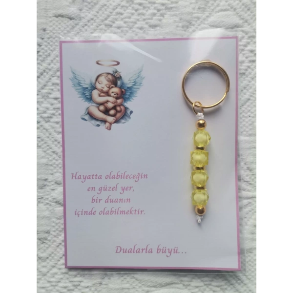 24 Adet Yeni Doğan Hastane ve 40 Mevlidi Bebek Mevlidi Dağıtmalık Sarı Anahtarlık Hediyelik