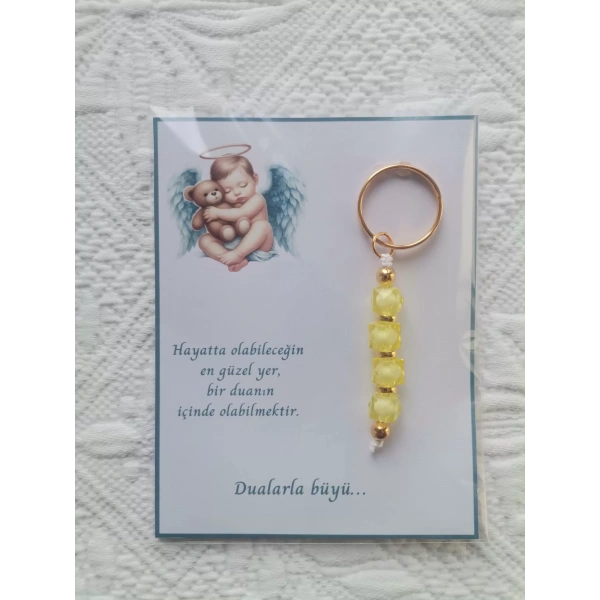 72 Adet Yeni Doğan Hastane ve 40 Mevlidi Bebek Mevlidi Dağıtmalık Sarı Anahtarlık Hediyelik
