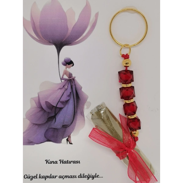 25 Adet Kişiye Özel Tasarım Dağıtmalık Hediyelik Kına ve Anahtarlık Seti