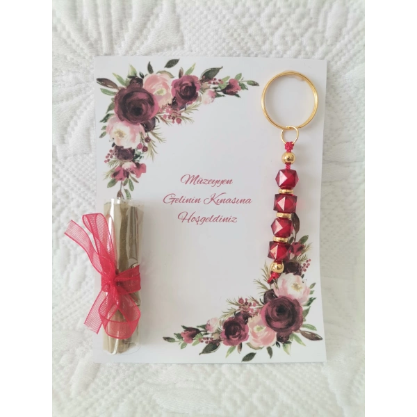 50 Adet Kişiye Özel Tasarım Dağıtmalık Hediyelik Kına ve Anahtarlık Seti