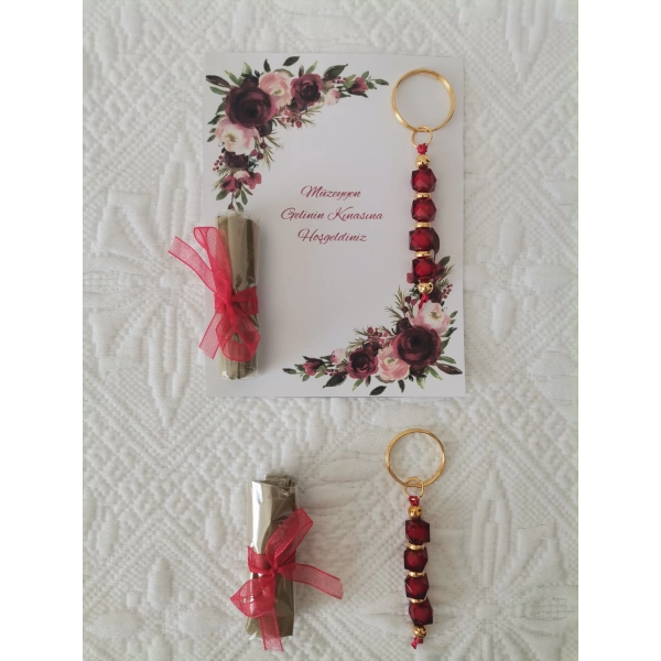 50 Adet Kişiye Özel Tasarım Dağıtmalık Hediyelik Kına ve Anahtarlık Seti