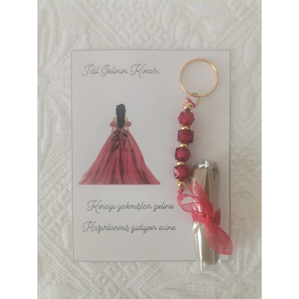 25 Adet Kişiye Özel Tasarım Dağıtmalık Hediyelik Kına ve Anahtarlık Seti