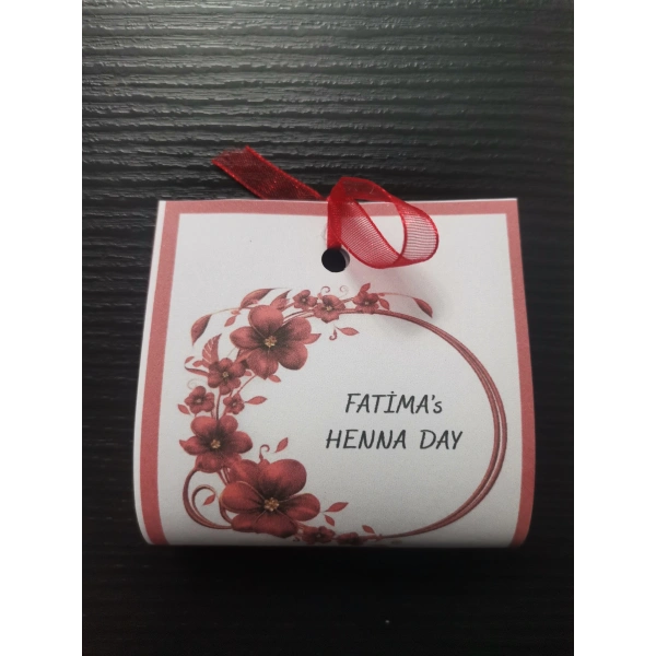 25 Adet Kişiye Özel Tasarım Hazır Paketlenmiş Dağıtmalık Hediyelik Kına