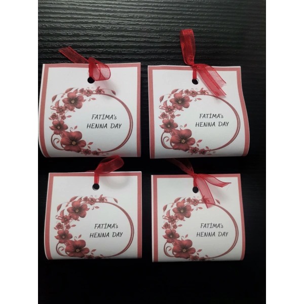 25 Adet Kişiye Özel Tasarım Hazır Paketlenmiş Dağıtmalık Hediyelik Kına