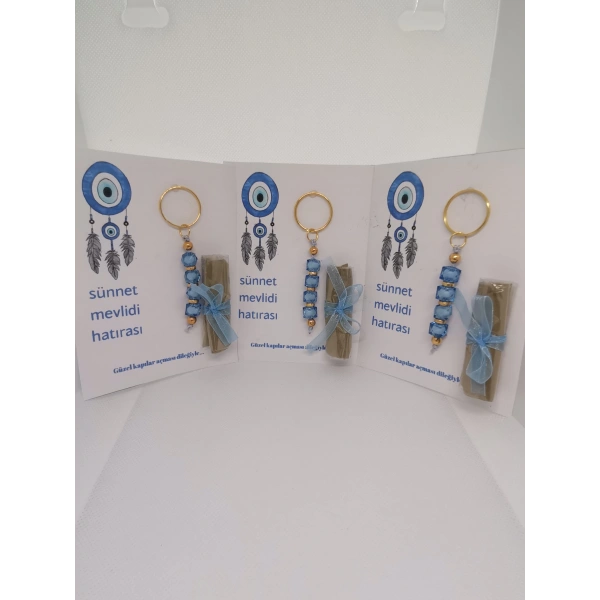 25 Adet Nazar Boncuğu Görsel Hazır Paketlenmiş Hediyelik Dağıtmalık Sünnet Kınası ve Anahtarlık