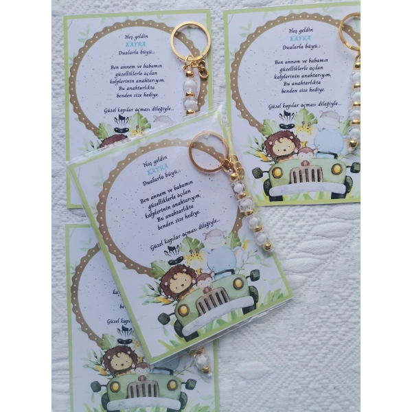 52 Adet İsme Özel Tasarım Beyaz Anahtarlık Hastane Yeni Doğan 40 Mevlidi Dağıtmalık Hediyelik