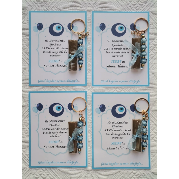 32 Adet Kişiye Özel Hz MUHAMMED S.A.Vin Emridir Yazılı Sünnet Hatırası Anahtarlık & Kına Hediyelik
