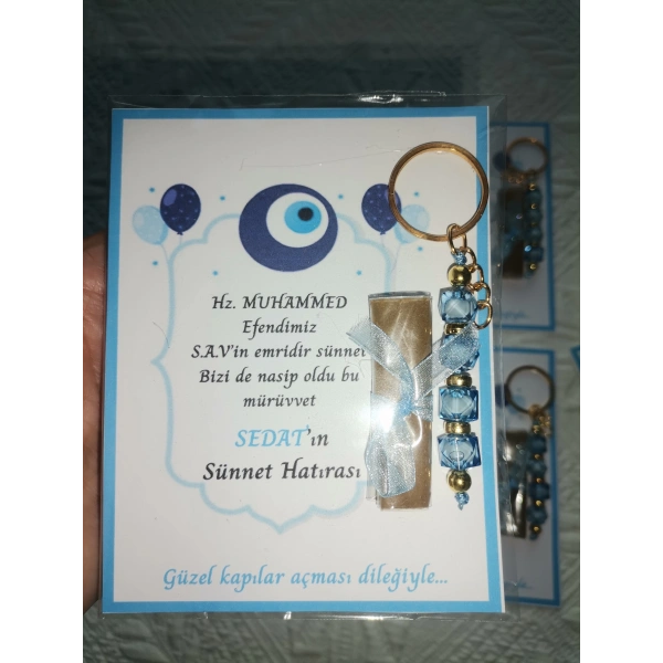 32 Adet Kişiye Özel Hz MUHAMMED S.A.Vin Emridir Yazılı Sünnet Hatırası Anahtarlık & Kına Hediyelik