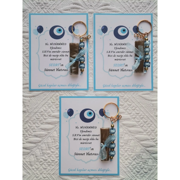 32 Adet Kişiye Özel Hz MUHAMMED S.A.Vin Emridir Yazılı Sünnet Hatırası Anahtarlık & Kına Hediyelik