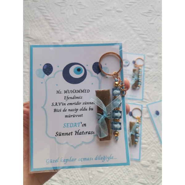 32 Adet Kişiye Özel Hz MUHAMMED S.A.Vin Emridir Yazılı Sünnet Hatırası Anahtarlık & Kına Hediyelik