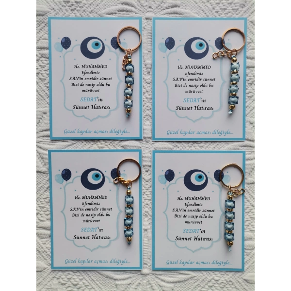 32 Adet Kişiye Özel Hz MUHAMMED S.A.Vin Emridir Yazılı Sünnet Hatırası Hediyelik Anahtarlık