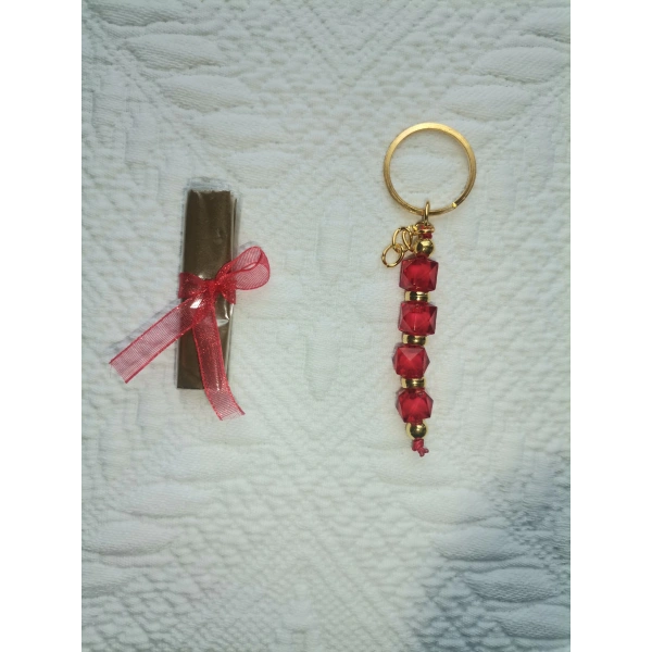 100 Adet Kişiye Özel Kına Hatırası Dağıtmalık Hediyelik Kırmızı Anahtarlık ve Paketlenmiş Kına