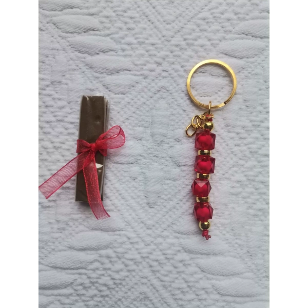 100 Adet Kişiye Özel Kına Hatırası Dağıtmalık Hediyelik Kırmızı Anahtarlık ve Paketlenmiş Kına