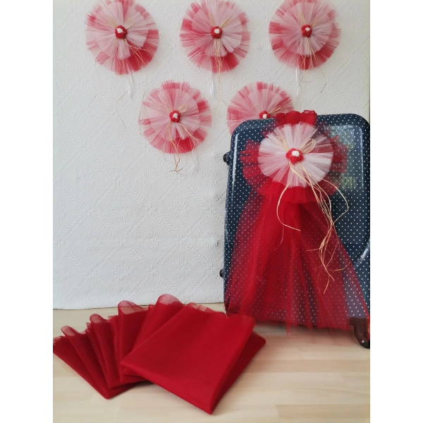 5 Adet 100X300 Kristal Bohça Süsleme Tülü 5 Adet Bohça Süsü Düğün Nikah Kına Bohçası Süsü